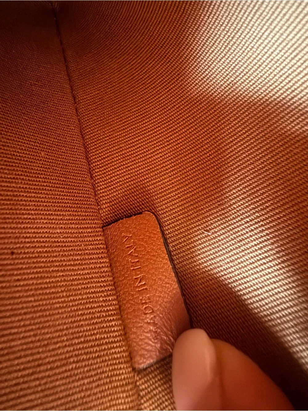 Celine Brown Monogram Canvas Zip Pouch with Tan Leather Trim